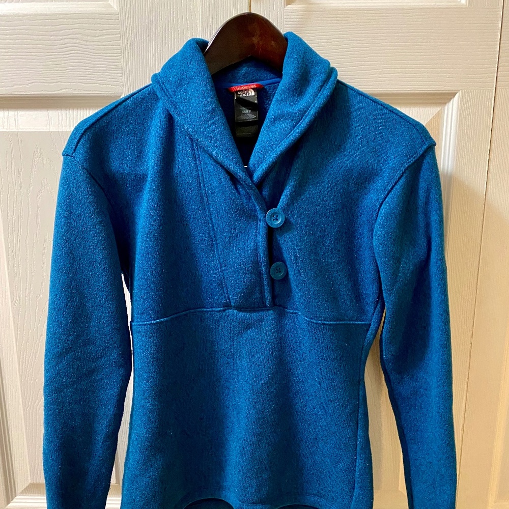 The North Face Crescent Ridge Shawl Collar Fleece Sweater Pullover W- XS Blue